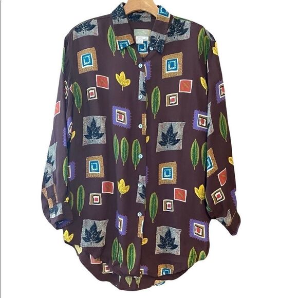 The Territory Ahead S Plum Purple Garden Relaxed Button-Up Collar Shirt - Picture 1 of 8